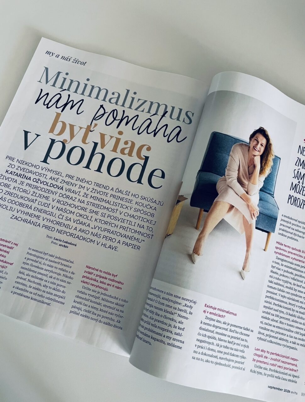 Rozhovor v časopise o minimalizme a tom, ako nám pomáha byť viac v pohode